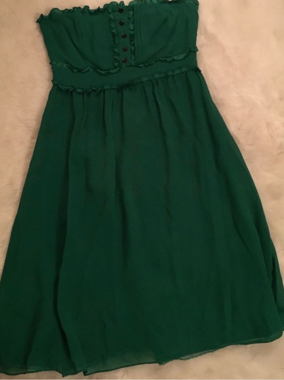 Anthropologie Green Strapless Dress